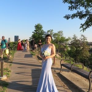 Periwinkle Beaded Detailing Prom Dress
